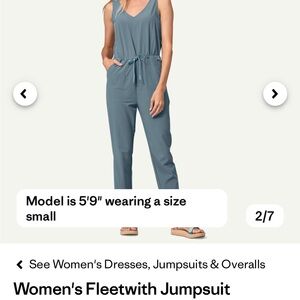 Patagonia Blue Sleeveless Jumpsuit with Tie-Waist